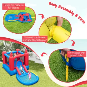 Costway Inflatable Bounce House Red Crab-themed Water Slide Park Bouncy Castle