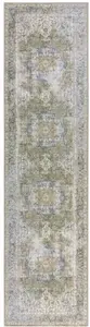 Dunelm Gabriella Washable Runner, Persian, Size: 60cm X 230cm (2ft X 7.5Ft), Green, Gabriella Sage