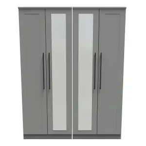 Howard Tall 4 Door 2 Centre Mirrors in Dusk Grey (Ready Assembled)