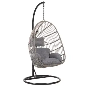 Hanging Chair with Stand CASOLI PE Rattan Grey