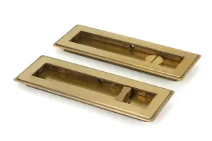 From The Anvil Aged Brass 175mm Art Deco Rectangular Pull - Privacy Set