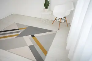 Balletto Rug 186B Grey/Ochre  Home Décor