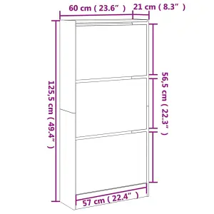 Berkfield Shoe Cabinet Smoked Oak 60x21x125.5 cm Engineered Wood