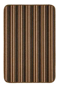 Chocolate Striped 8mm Thick Rectangle Mat For Bathroom, Kitchen, Easy to Clean Modern Striped Mat - 50cm X 80cm