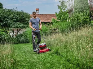 Einhell 48cm Cordless Mulching Lawnmower With Steel Deck 36V Brushless Power X-Change GE-CM 36/48 Li BODY ONLY