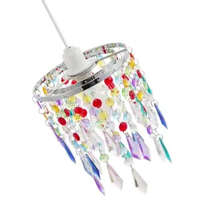 Modern Waterfall Design Pendant Shade with Multi Colour Acrylic Drops and Beads