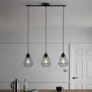 GoodHome Smertrio Matt Black 3 Lamp Pendant ceiling light, (Dia)790mm