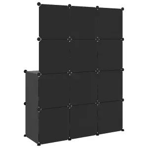 Cube Storage Cabinet for Kids with 10 Cubes Black PP