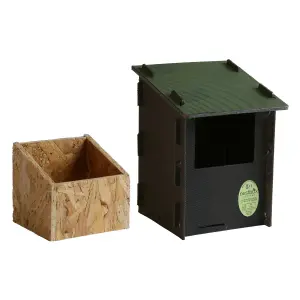 Open Fronted Eco Robin Nest Box with Recycled Plastic Outer Shell and Wooden Internal Nesting Chamber