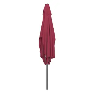 2x3M Large Garden Rectangular Parasol Outdoor Beach Umbrella Patio Sun Shade Crank Tilt No Base, Wine Red