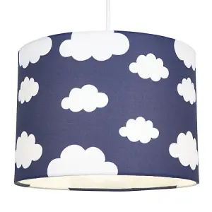 White Clouds Children's/Kids Blue Cotton Fabric Bedroom Lamp or Pendant Shade