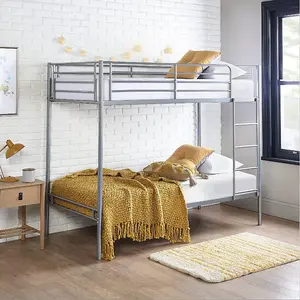 Single Bunk Beds Extra Strong & Durable  Silver Metal Double Bunk Bed With 1 Mattress