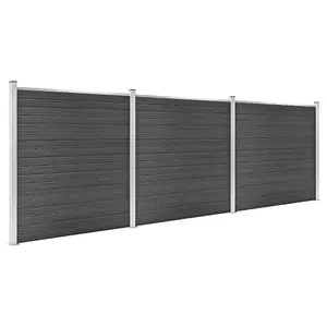 Berkfield Fence Panel Set WPC 526x186 cm Black