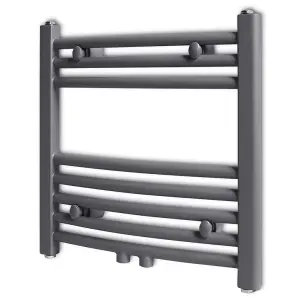 Grey Bathroom Central Heating Towel Rail Radiator Curve 480x480mm