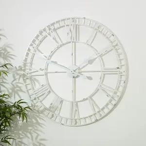 Melody Maison Large White Skeleton Wall Clock 80cm x 80cm