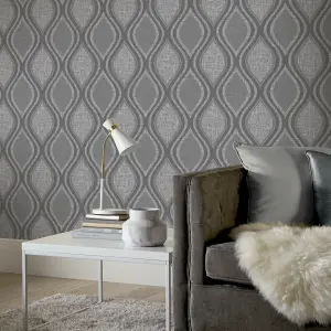 Arthouse Curve Charcoal Wallpaper