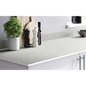 GoodHome 12mm Nepeta Matt White Stone effect Paper & resin Square edge Kitchen Breakfast bar, (L)2000mm