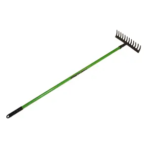 Garden Rake Soil Leaves Leaf Raker 12 Teeth Carbon Steel With PVC Grip