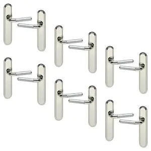 URBNLIVING 220mm Length 12 Pcs Vienna Metal & Polished Nickel Lever Latch Door Plain Handle Set