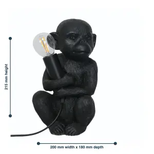 First Choice Lighting Black Little Monkey Table Lamp or Beside Light