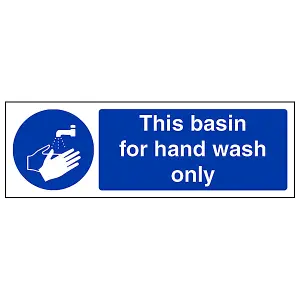 Basin For Hand Wash Only Catering Sign - Adhesive Vinyl 300x100mm (x3)