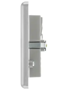 GoodHome Brushed Steel Double 13A Raised rounded Unswitched Screwed Socket with USB, x4 & White inserts