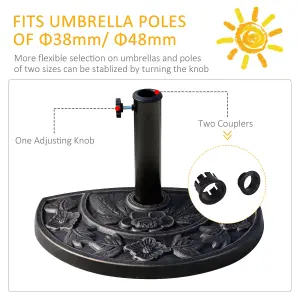 Outsunny 9kg Half Round Parasol Umbrella Base Resin Outdoor Garden Furniture