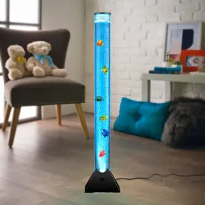 HAUSOWN 90 CM LED Bubble Fish Lamp Color-Changing Lamp Light With Bubble Effect For Home Decor with black Base