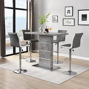 Furniture in Fashion Parini Concrete Effect Bar Table With 4 Ritz Grey White Stools