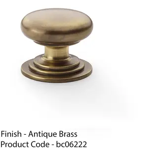 Stepped Round Door Knob - Antique Brass 38mm Classic Kitchen Cabinet Pull Handle