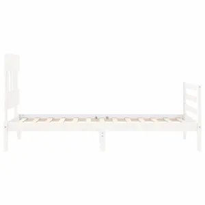 Berkfield Bed Frame with Headboard White Single Solid Wood