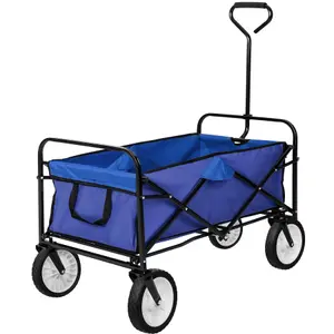 Garden Trolley - foldable with 2 mesh pockets, 80 kg load capacity - blue