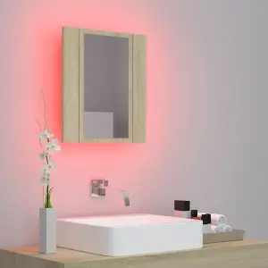 Berkfield LED Bathroom Mirror Cabinet Sonoma Oak 40x12x45 cm