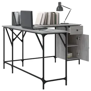 Berkfield Desk Grey Sonoma 141x141x75 cm Engineered Wood