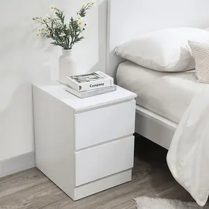 White 3 Piece Furniture Set Chest of Drawers Bedside Tables Birlea Oslo