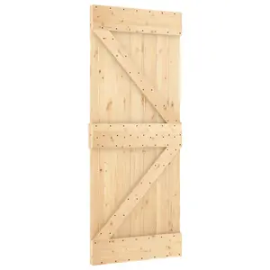 Berkfield Sliding Door with Hardware Set 80x210 cm Solid Wood Pine