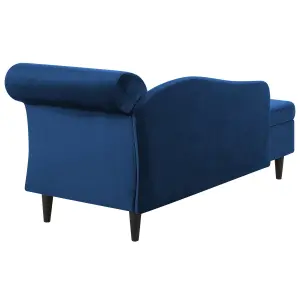 Right Hand Velvet Chaise Lounge Navy Blue LUIRO