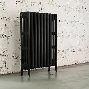 Arroll Neo-Classic Black primer 4 Column Radiator, (W)754mm x (H)760mm