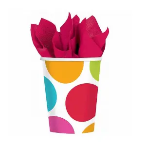 Amscan Paper Cabana Dots Party Cup (Pack of 8) Multicoloured (One Size)