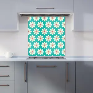 Daisy Pattern Premium Glass Kitchen Splashback W900mm x H750mm