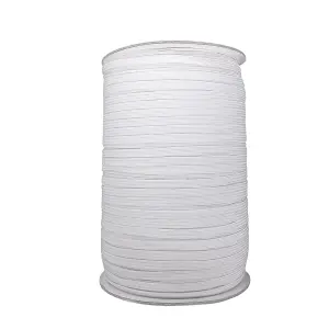 6mm Wide Flat Elastic Band, Stretchable Elastic Cord Flat Tape, White - 100 metres