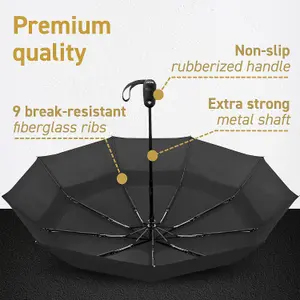 EEZ-Y Compact Travel Umbrella w/ Windproof Double Canopy Construction