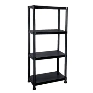 Oypla 4 Tier Black Plastic Heavy Duty Shelving Racking Storage Unit