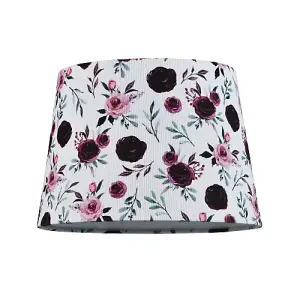 Traditional Classic Design Linen Fabric Drum Lamp Shade with Pink and Red Roses