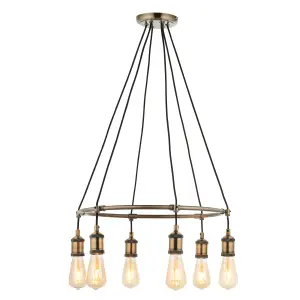 Anson Lighting Lispach 6lt  Antique brass plate Ceiling pendant