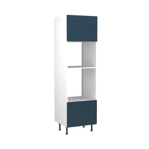 Kitchen Kit Oven & Microwave Tall Housing Unit 600mm w/ Shaker Cabinet Door - Ultra Matt Indigo Blue