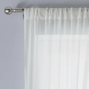 Windsor Cream Crushed Voile Panel with Marame Trim and Tie Back - Pair 140 x 122cm (55x48")