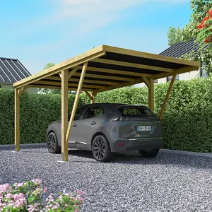 Victor Designer Wooden Carport 3 x 5m with Galvanised Concrete-in Feet