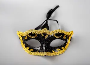 Masquerade Mask For Women Venetian Silver Trim Luxury Lace Black Eye Mask Girls Teens Adults Party Ball Fancy Accessories