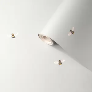 Sophie Allport Natural Bees Pearl effect Embossed Wallpaper